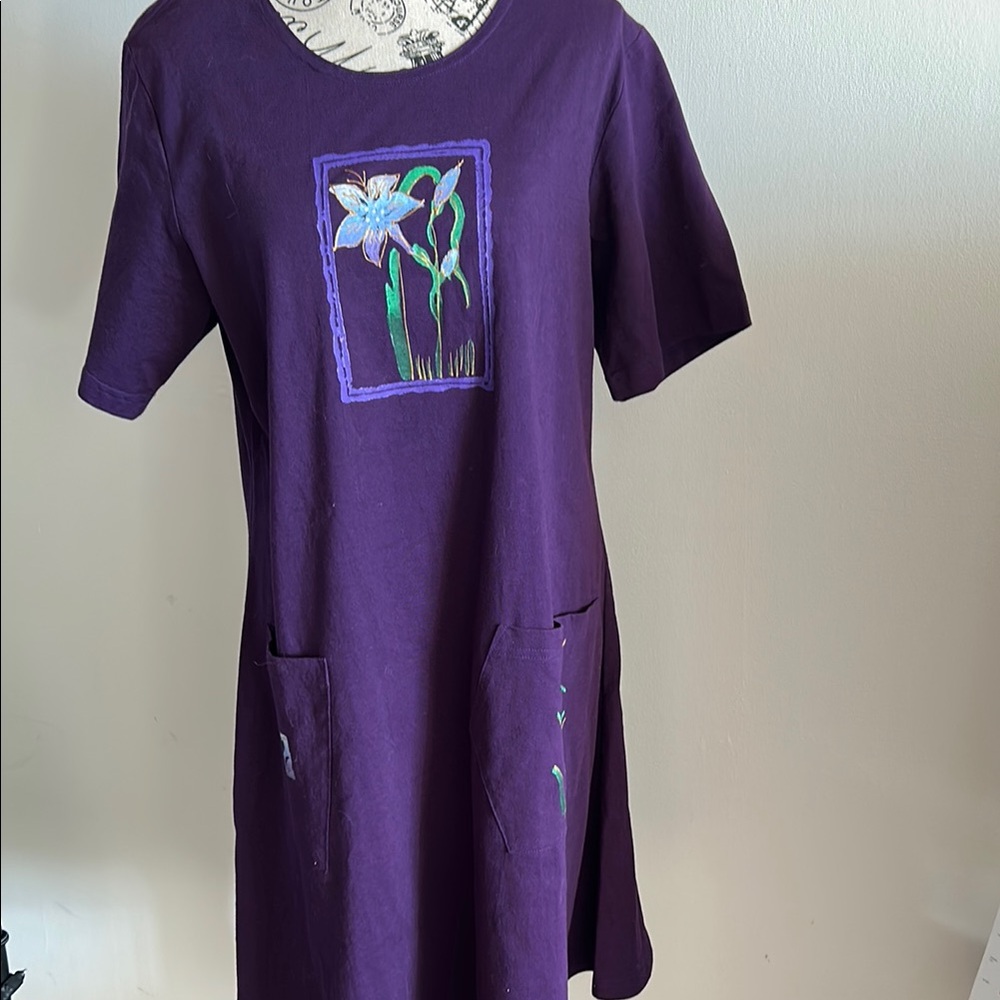 Elegant Purple Dress with Floral Detail